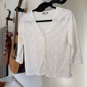 DAKS London White Cardigan Sweater